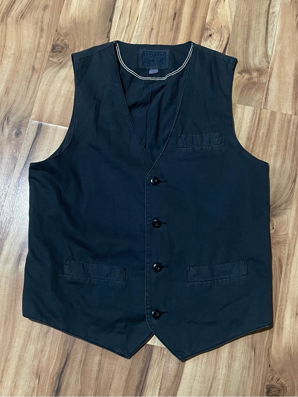 Y2K Converse One Star Men's Faded Charcoal Cotton Waistcoat Vest Size M